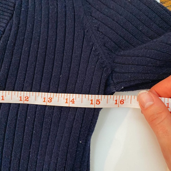 Navy Lauren Jeans Company Fitted Ribbed V Neck Sweater - Picture 8 of 10
